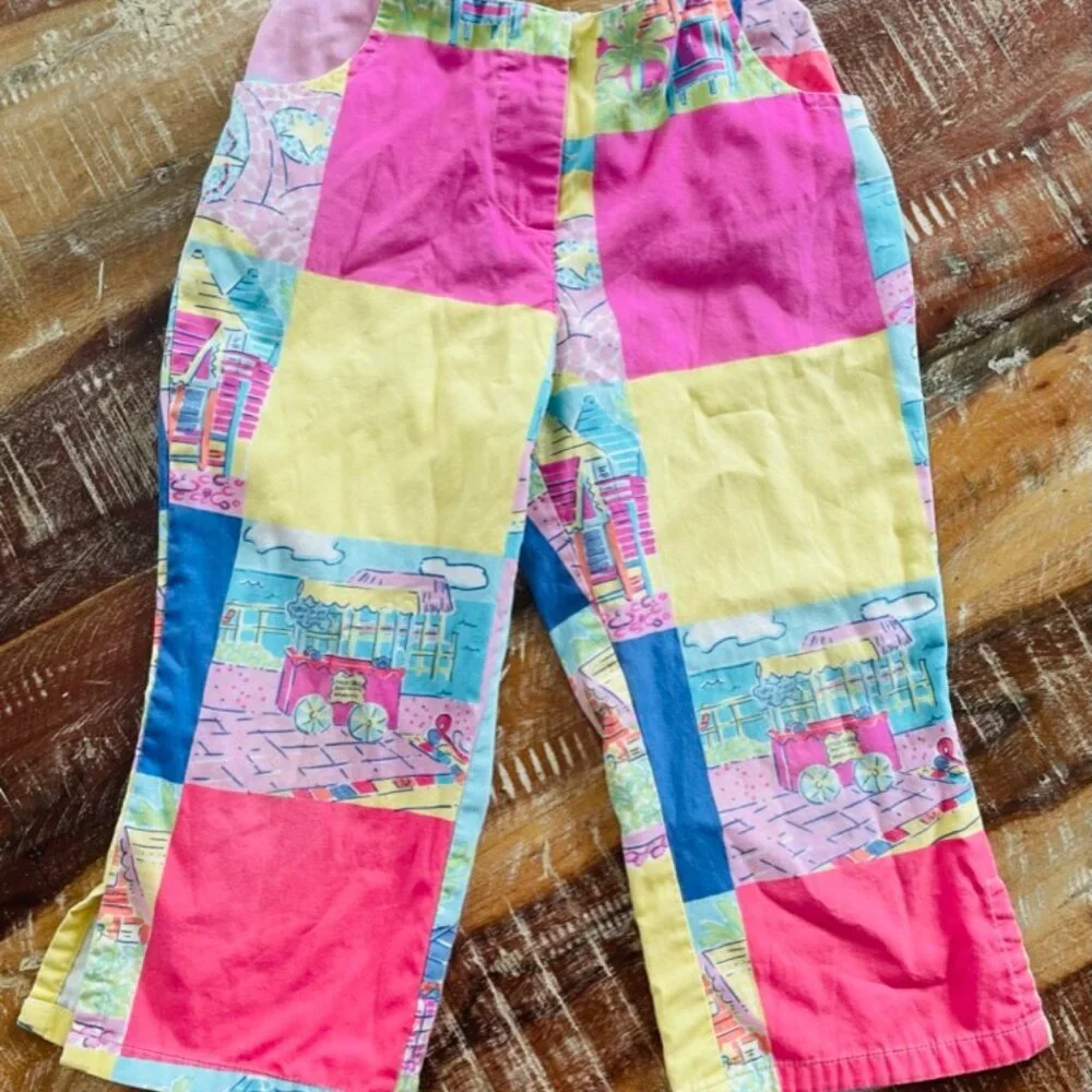 Girl Patchwork Vintage Pants Lilly Pulitzer Size 6X White Label